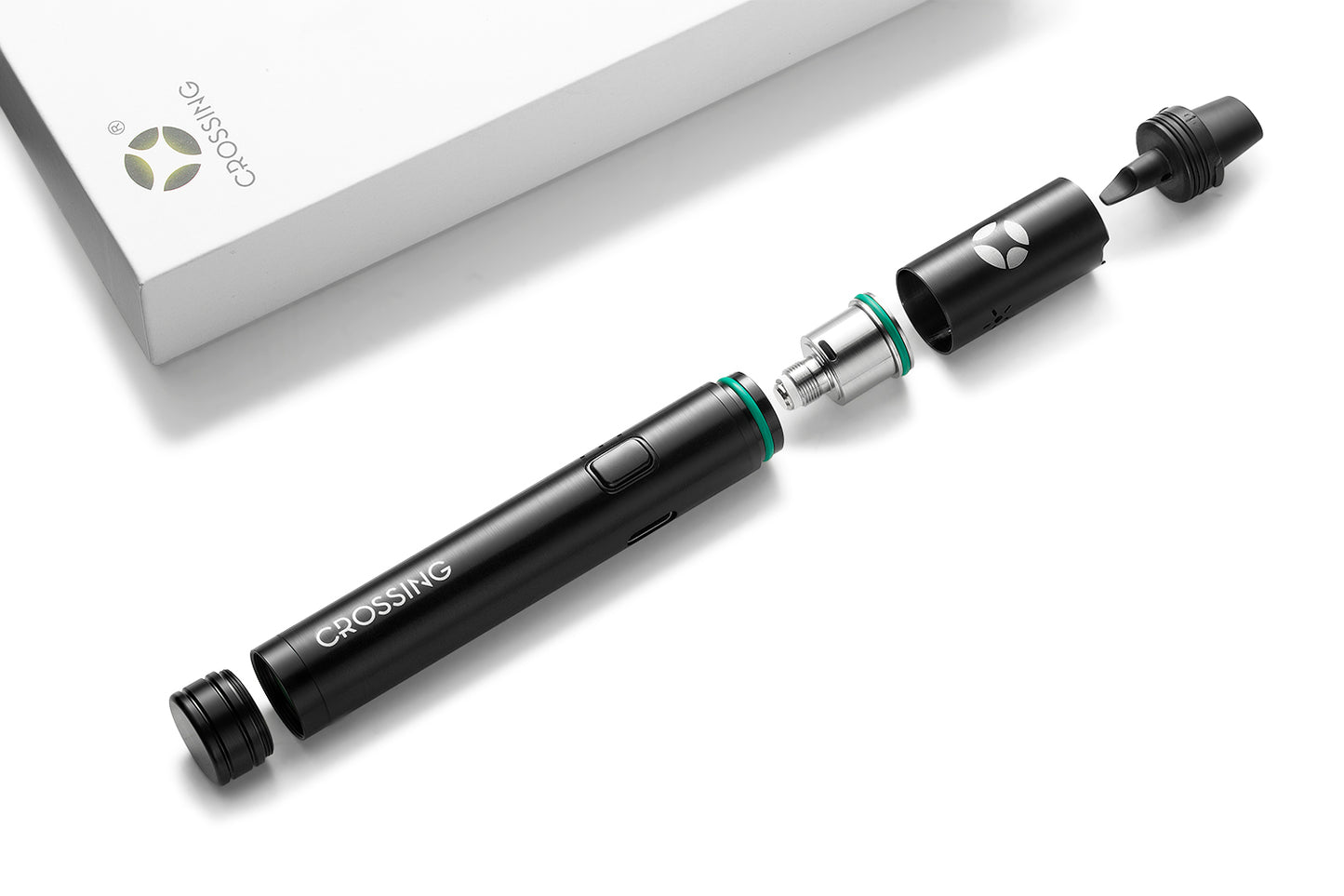 Close-up of the Coil King AIO's built-in zirconia ceramic dab tool
