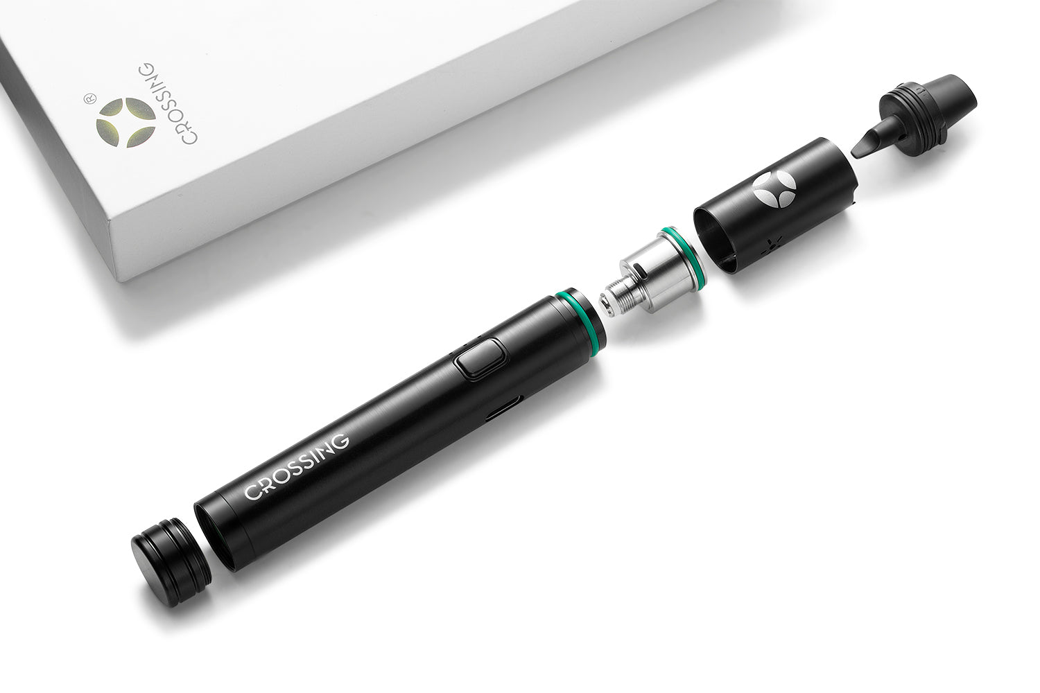 Close-up of the Coil King AIO's built-in zirconia ceramic dab tool
